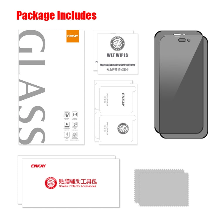 For iPhone 16 2pcs ENKAY Hat-Prince 28�� Anti-peeping Tempered Glass Protector Full Screen Film