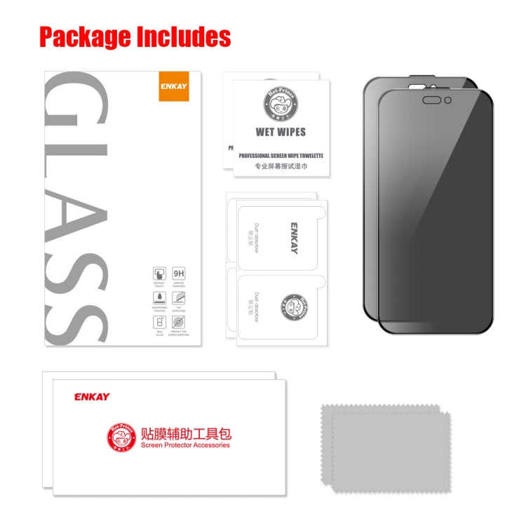 For iPhone 16 Pro Max 2pcs ENKAY Hat-Prince 28�� Anti-peeping Tempered Glass Protector Full Screen Film