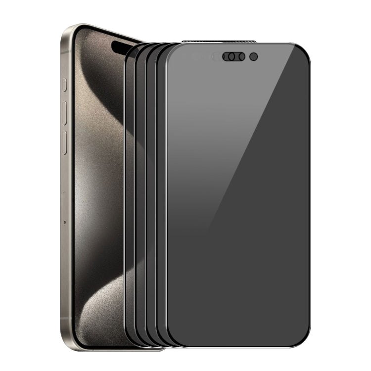 For iPhone 16 Pro 5pcs ENKAY Hat-Prince 28�� Anti-peeping Tempered Glass Protector Full Screen Film