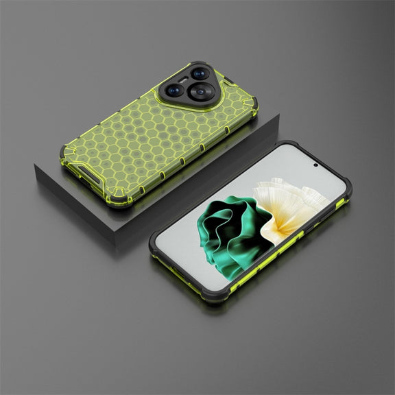 For Huawei Pura 70 Shockproof Honeycomb Phone Case(Green)