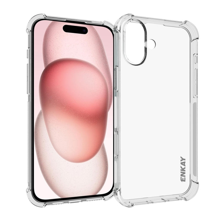 For iPhone 16 ENKAY Hat-Prince Transparent TPU Shockproof Phone Case