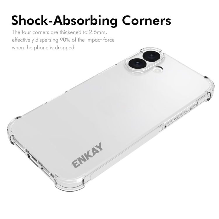 For iPhone 16 ENKAY Hat-Prince Transparent TPU Shockproof Phone Case