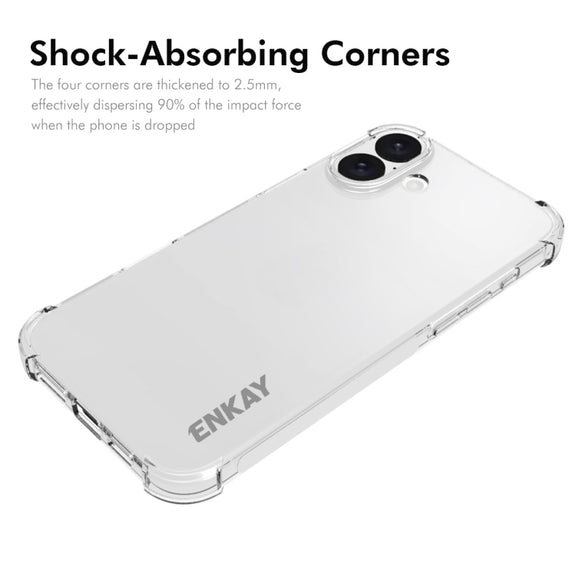 For iPhone 16 ENKAY Hat-Prince Transparent TPU Shockproof Phone Case