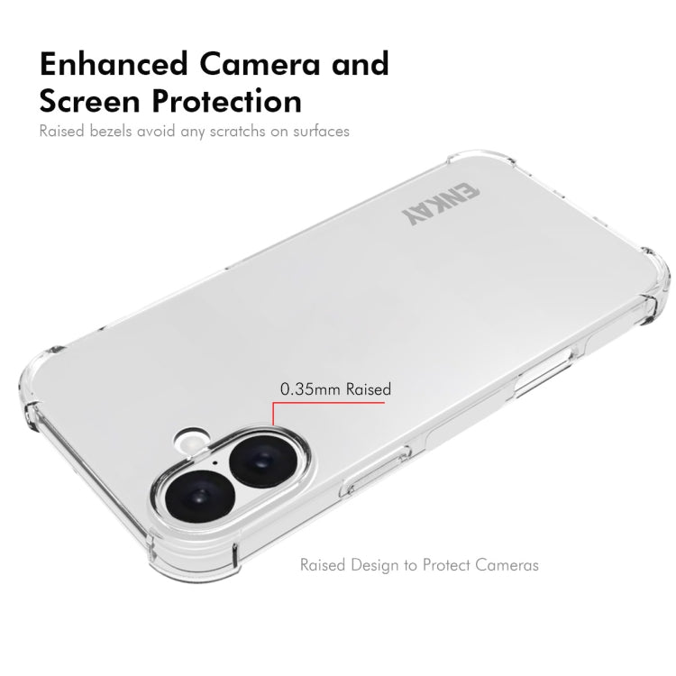For iPhone 16 ENKAY Hat-Prince Transparent TPU Shockproof Phone Case