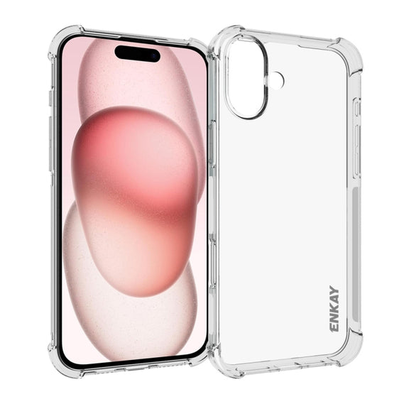 For iPhone 16 ENKAY Hat-Prince Transparent TPU Shockproof Phone Case