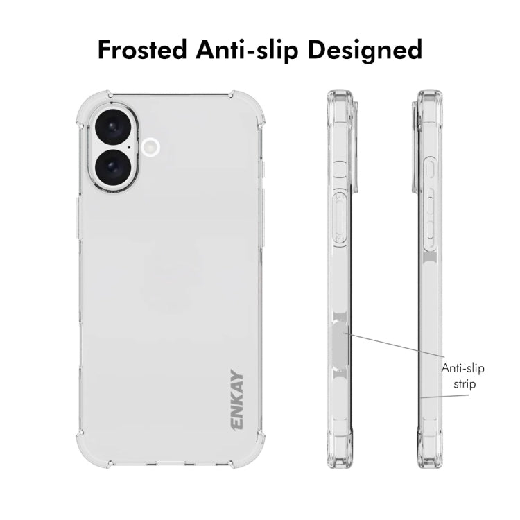 For iPhone 16 Plus ENKAY Hat-Prince Transparent TPU Shockproof Phone Case