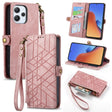 For Xiaomi Redmi 12 Geometric Zipper Wallet Side Buckle Leather Phone Case(Pink) - Xiaomi Cases by PMC TechLife | Online Shopping South Africa | PMC TechLife | Buy Now Pay Later Mobicred