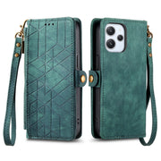 For Xiaomi Redmi Note 12 4G Geometric Zipper Wallet Side Buckle Leather Phone Case(Green)