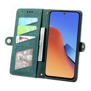 For Xiaomi Redmi Note 12 4G Geometric Zipper Wallet Side Buckle Leather Phone Case(Green)