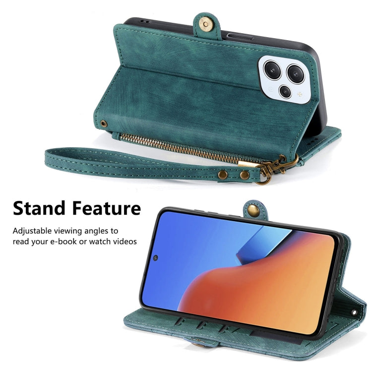 For Xiaomi Redmi Note 12 4G Geometric Zipper Wallet Side Buckle Leather Phone Case(Green)