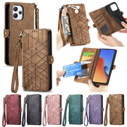 For Xiaomi Redmi 12 Geometric Zipper Wallet Side Buckle Leather Phone Case(Pink)