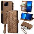 For Xiaomi 13 Pro Geometric Zipper Wallet Side Buckle Leather Phone Case(Brown) - Xiaomi Cases by PMC TechLife | Online Shopping South Africa | PMC TechLife | Buy Now Pay Later Mobicred