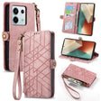 For Redmi Note 13 Pro 4G Geometric Zipper Wallet Side Buckle Leather Phone Case(Pink) - Note 13 Pro Cases by PMC TechLife | Online Shopping South Africa | PMC TechLife | Buy Now Pay Later Mobicred