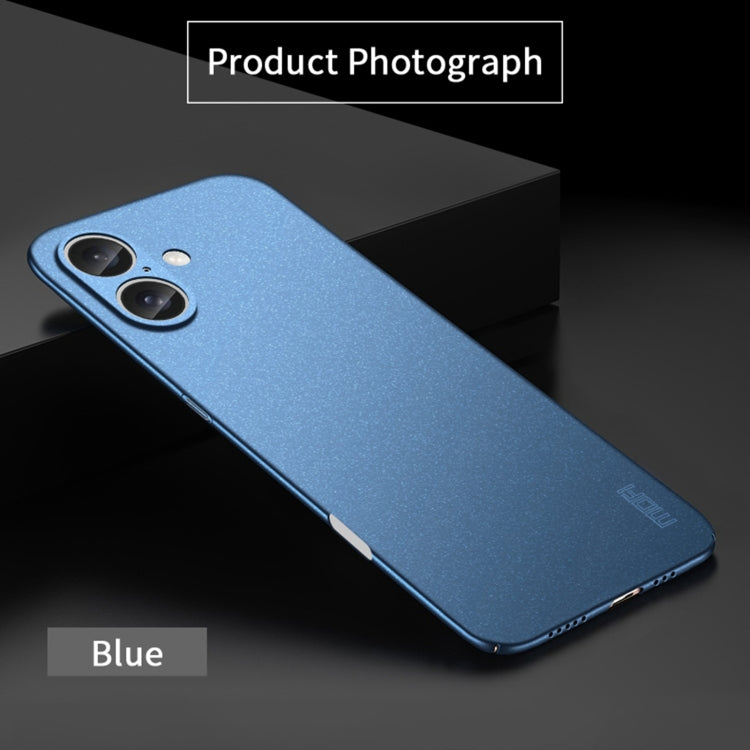 For iPhone 16 MOFI Fandun Series Frosted PC Ultra-thin All-inclusive Phone Case(Blue)