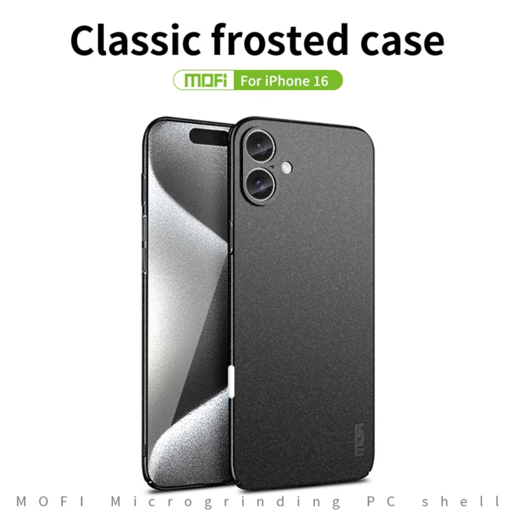 For iPhone 16 MOFI Fandun Series Frosted PC Ultra-thin All-inclusive Phone Case(Blue)