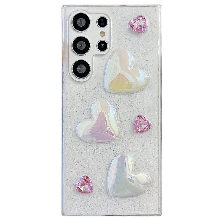 For Samsung Galaxy S22 Ultra 5G Love Epoxy TPU Protective Case(Pink)