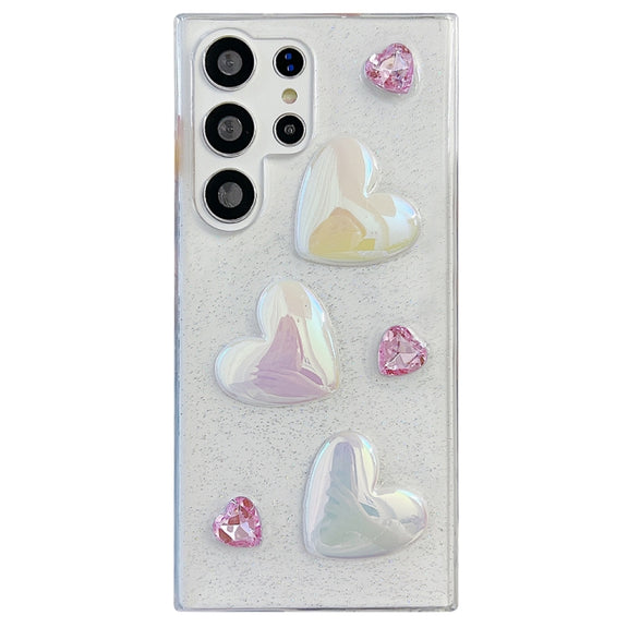 For Samsung Galaxy S22 Ultra 5G Love Epoxy TPU Protective Case(Pink)