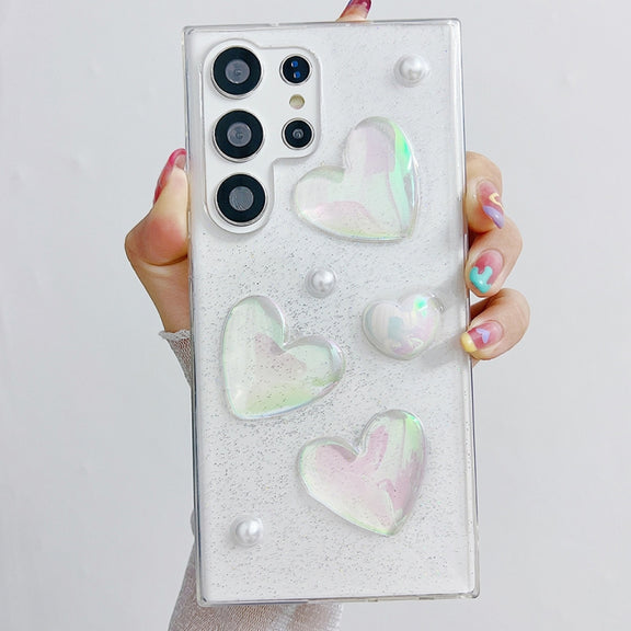 For Samsung Galaxy S22 Ultra 5G Love Epoxy TPU Protective Case(Transparent)