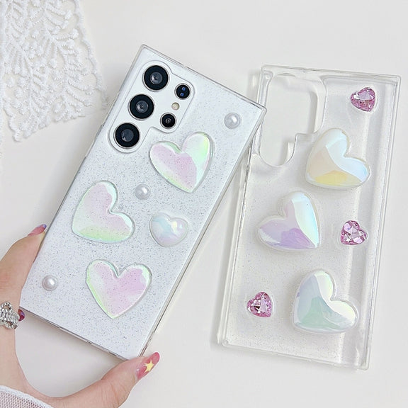 For Samsung Galaxy S22 Ultra 5G Love Epoxy TPU Protective Case(Transparent)