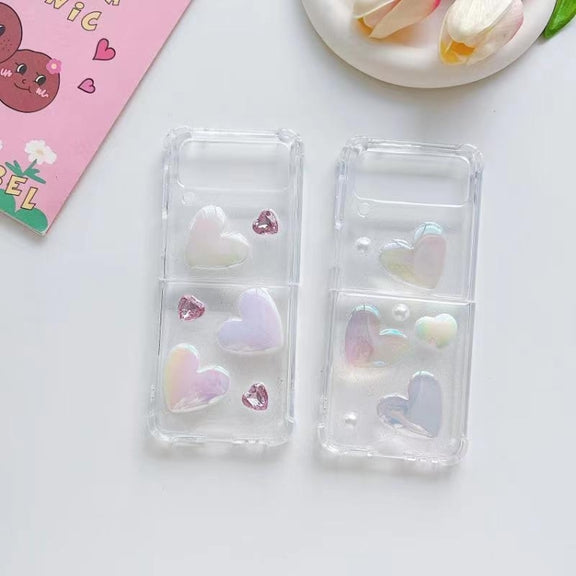 For Samsung Galaxy Z Flip4 Love Epoxy TPU Phone Case(Transparent)