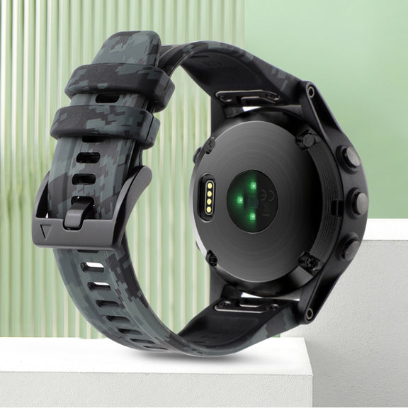 For Garmin Approach S62 22mm Camouflage Silicone Watch Band(Camouflage Black)