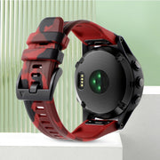 For Garmin Forerunner 965 22mm Camouflage Silicone Watch Band(Camouflage Red)