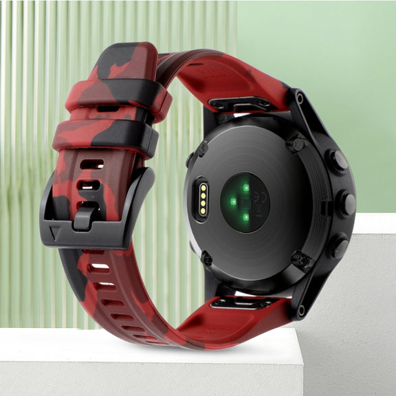 For Garmin Forerunner 965 22mm Camouflage Silicone Watch Band(Camouflage Red)
