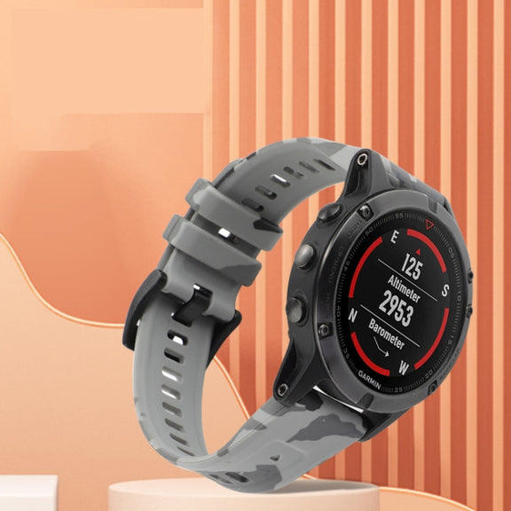 For Garmin Forerunner 965 22mm Camouflage Silicone Watch Band(Camouflage Red)
