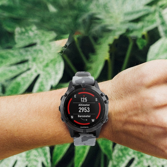 For Garmin Forerunner 965 22mm Camouflage Silicone Watch Band(Camouflage Red)