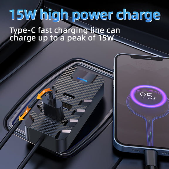 CS11 Multi-Port Rear Seat Extended Car Fast Charger Support Bluetooth MP3 Play