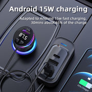CS8 Black Bluetooth MP3 Play FM Transmitter Car Charger Rear Seat Extended Car Charger