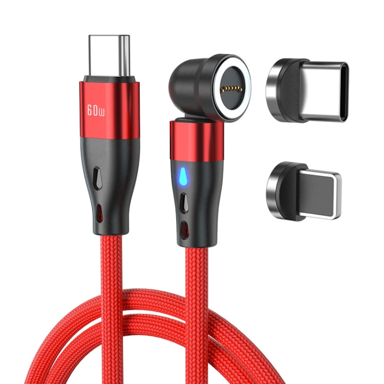 ENKAY PD60W Type-C to Type-C / 8 Pin Magnetic 540 Degrees Rotating Fast Charging Cable, Length:1m(Red)