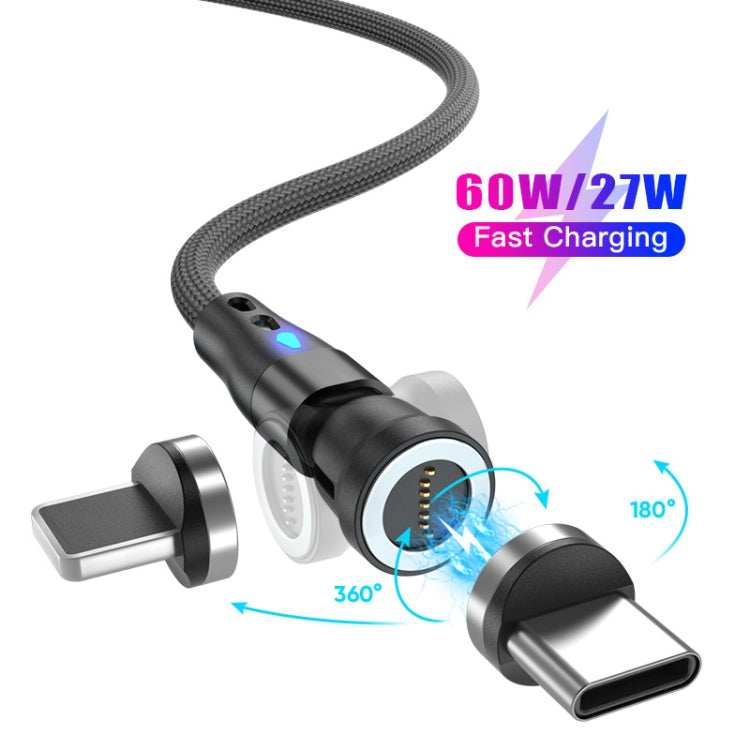 ENKAY PD60W Type-C to Type-C / 8 Pin Magnetic 540 Degrees Rotating Fast Charging Cable, Length:2m(Black)