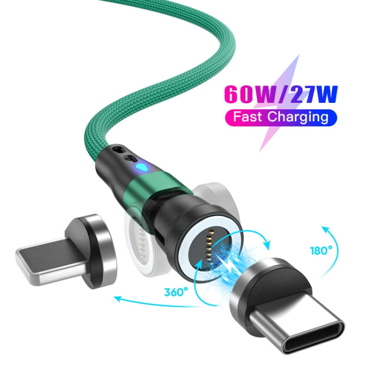 ENKAY PD60W Type-C to Type-C / 8 Pin Magnetic 540 Degrees Rotating Fast Charging Cable, Length:2m(Green)