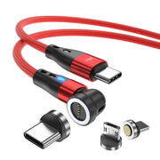 ENKAY PD60W Type-C to Type-C / 8 Pin / Micro USB Magnetic 540 Degrees Rotating Fast Charging Cable, Length:2m(Red)