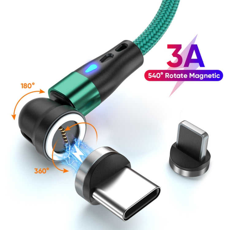 ENKAY 3A USB to Type-C / 8 Pin Magnetic 540 Degrees Rotating Fast Charging Cable, Length:1m(Green)