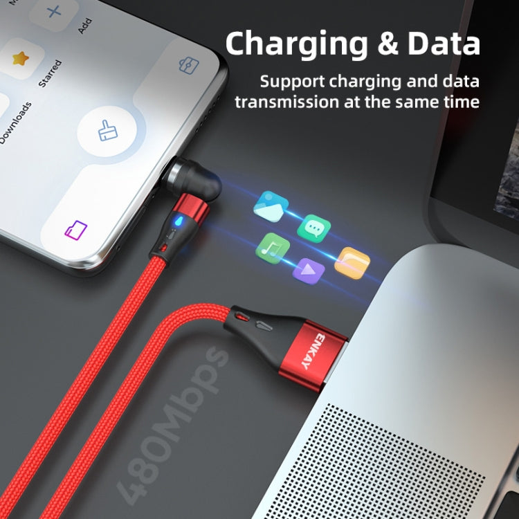 ENKAY 3A USB to Type-C / 8 Pin Magnetic 540 Degrees Rotating Fast Charging Cable, Length:2m(Black)