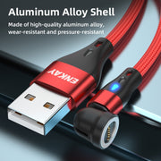 ENKAY 3A USB to Type-C / 8 Pin Magnetic 540 Degrees Rotating Fast Charging Cable, Length:2m(Red)