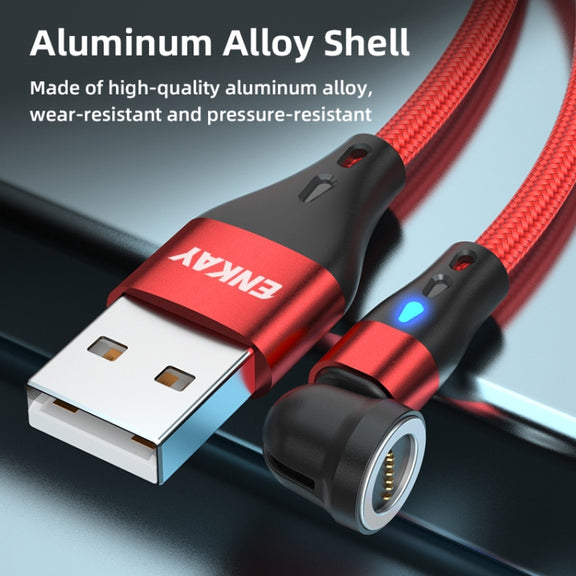 ENKAY 3A USB to Type-C / 8 Pin Magnetic 540 Degrees Rotating Fast Charging Cable, Length:2m(Black)