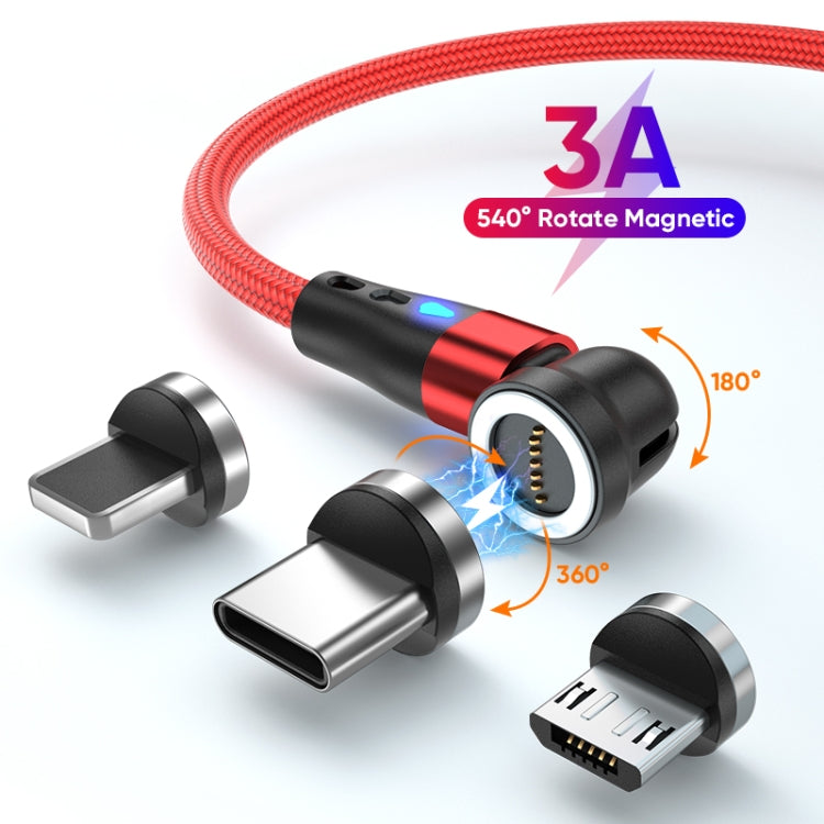ENKAY 3 in 1 3A USB to Type-C / 8 Pin / Micro USB Magnetic 540 Degrees Rotating Fast Charging Cable, Length:1m(Red)