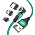 ENKAY 3 in 1 3A USB to Type-C / 8 Pin / Micro USB Magnetic 540 Degrees Rotating Fast Charging Cable, Length:2m(Green) - Charging Cable & Head by ENKAY | Online Shopping South Africa | PMC TechLife | Buy Now Pay Later Mobicred