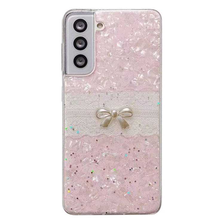 For Samsung Galaxy S23 5G Shell Pattern Bow TPU Phone Protective Case(Pink)