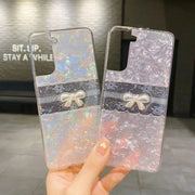 For Samsung Galaxy S23 5G Shell Pattern Bow TPU Phone Protective Case(Pink)
