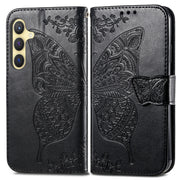 For Samsung Galaxy S24 5G Butterfly Love Flower Embossed Leather Phone Case(Black)
