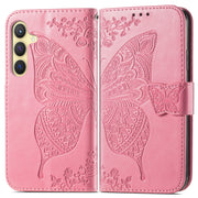 For Samsung Galaxy S24 5G Butterfly Love Flower Embossed Leather Phone Case(Pink)