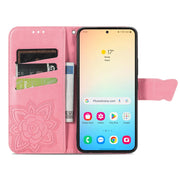 For Samsung Galaxy S24 5G Butterfly Love Flower Embossed Leather Phone Case(Pink)