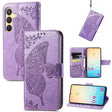 For Samsung Galaxy S24 5G Butterfly Love Flower Embossed Leather Phone Case(Light Purple) - Galaxy S24 5G Cases by PMC TechLife | Online Shopping South Africa | PMC TechLife