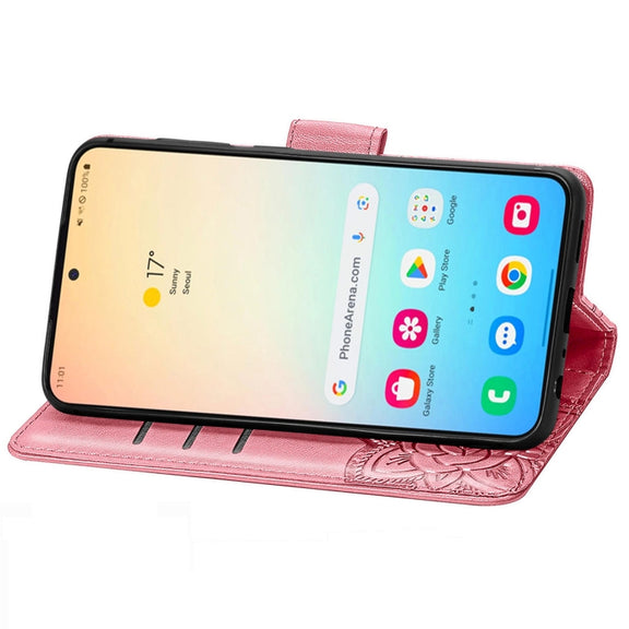 For Samsung Galaxy S24+ 5G Butterfly Love Flower Embossed Leather Phone Case(Pink)