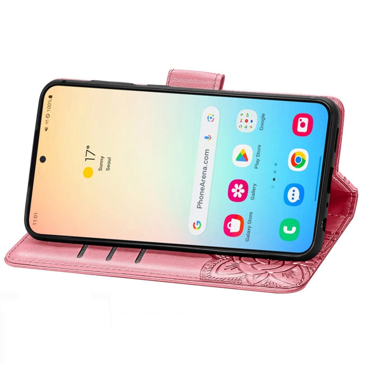 For Samsung Galaxy S24+ 5G Butterfly Love Flower Embossed Leather Phone Case(Pink)