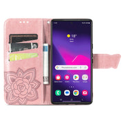 For Samsung Galaxy S24 Ultra 5G Butterfly Love Flower Embossed Leather Phone Case(Rose Gold)